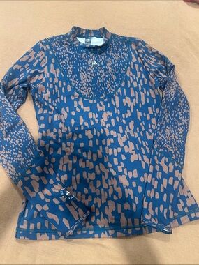 Adidas by Stella McCarthy Blue & Taupe Print Long-Sleeve Women's Top